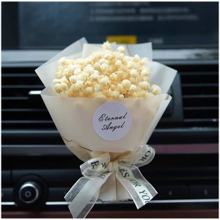 Torkad blomma Gypsophila Car Aroma Diffuser Clip, Gypsophila Torkad Blombukett Bil Clip Car Air Freshener Luftventil Clip, Vit