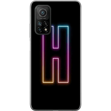 Kompatibelt Mobildeksel til Xiaomi Xiaomi Mi 10T Pro 5G Minimalistisk neonbokstav H i fargeskiftende lys mot svart bakgrunn med moderne typografisk fÃ