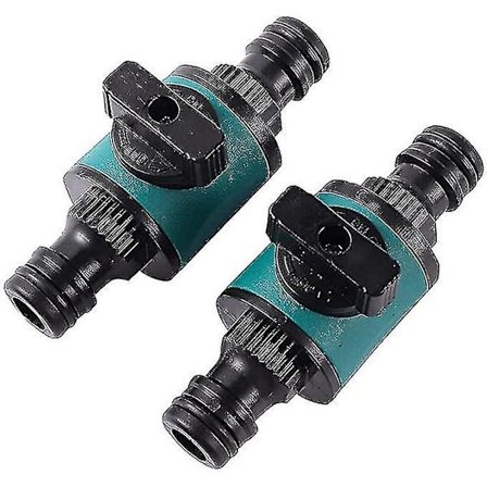 -2 styk 16mm havevandsslange hurtige koblinger med 2-vejs stopventil
