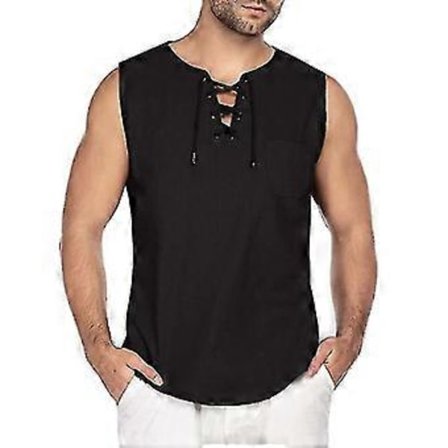 Uformelle T-skjorter for menn, firkantet hals, ermeløs bandasje-topp, genser