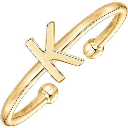 14k kullattu säädettävä nimikirjaimsormus - Nimikirjaimsormus naisille