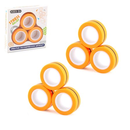 6-pak ANTI-STRESS MAGNETISKE RINGE Hot Magnetic freestyler ring-Orange
