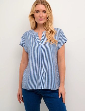 Cream Crtiah Blouse Cap Sleeve - Blue - 40