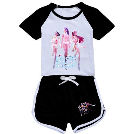 Piger K-Pop Demon Hunters T-shirt Kortærmet Shorts Sæt Pyjamas Børn Top _01 _a