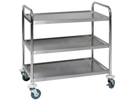 Rullbord 3 hyllplan Rostfri - Lyreco - Emballage och lagerutrustning - Lagerutrustning - Vagnar