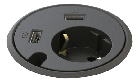 FORMING FUNCTION Powerdot 1 Power 2 USB-A Charger and Feed through, Black