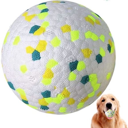 Blå Grønn Gul (Stor 7,6 cm) - Hundeball, Uforgjengelig Hundeleke Ball, Materiale, Interaktiv Flytende Hundeleke Ball for Store, Mellomstore, Små 