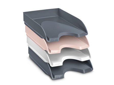 CEP Brevkorg Mineral 4 korgar grå-rosa-vit - Lyreco - Kontorsmaterial - Till skrivbordet - Brevkorgar