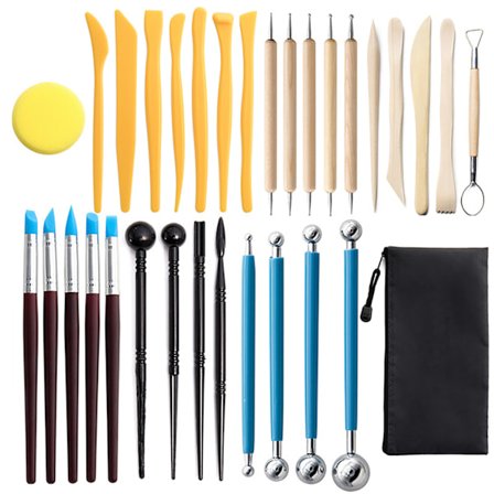 32 stk. Polymer Ler Værktøj Holdbart Træ Metal Komfortabelt Håndtag Fødevaregodkendt Bredt Anvendt Ler Skulptur Værktøj til Håndværk DIY