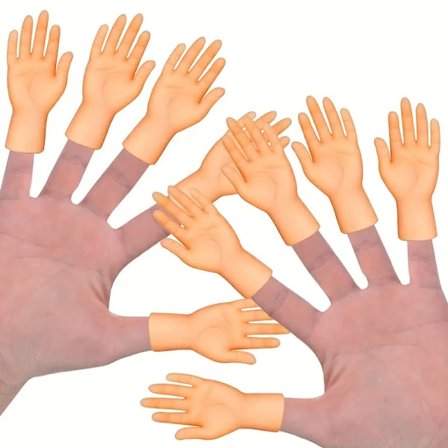 10 pakkausta Mini Finger Hands -kumihanskoja - Hauskoja pieniä hahmoja