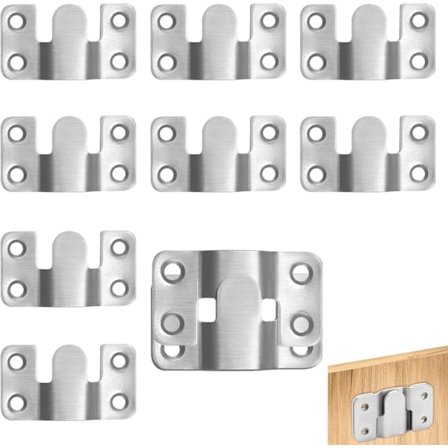 10 stk. skjulte monteringsbraketter for møbler, 5,3 cm x 3 cm, låsesystem for oppheng av bilderammer, speil og kunstverk, elegant for hjemmeinnredning