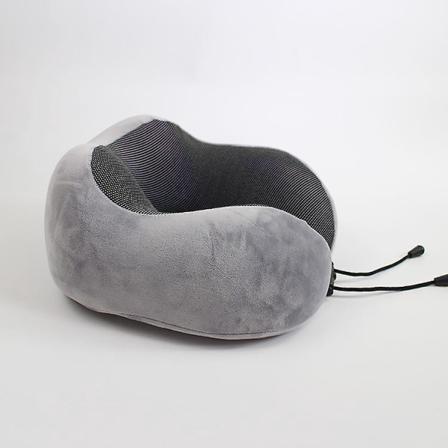 Memory Foam U-formet reisepute for voksne og barn - myk grå nakkestøtte for fly, tog, bil, kontor og camping