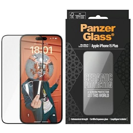 PanzerGlass Keramisk beskyttelsesglas til iPhone 15 Plus med positioner