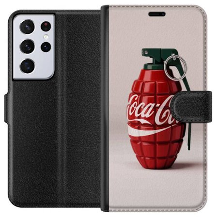 Kompatibelt Lommeboketui til Samsung Samsung Galaxy S21 Ultra 5G Kunstnerisk illustrasjon av Coca Cola granateple i rødt og grønt, pop art inspirert