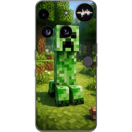 Kompatibelt Mobilskal till Nothing Nothing Phone (3) Block-baserad Creeper-figur i en grön pixell värld, ikonisk spelillustration för barnrum, game