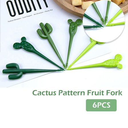6 st Mini Cactus Pick Kid Fruktgaffel Bento Box Dekor Återanvändbar