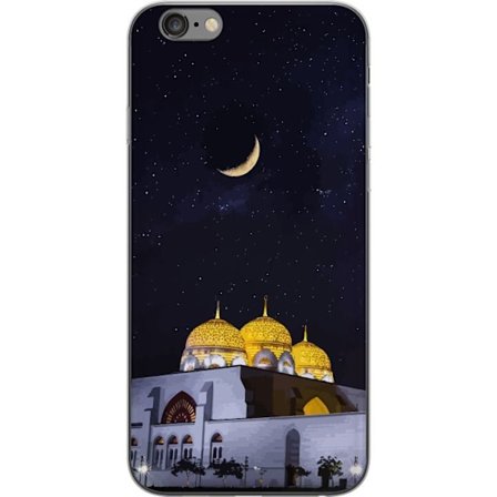 Yhteensopiva Puhelinkuori Apple iPhone 6 Plus Tähtikirkas yö kultaisine kupoleineen ja puolikuun yllä valaistun moskeijan yllä