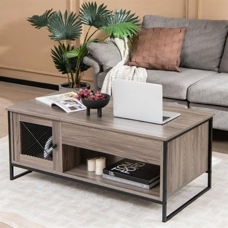 Sofabord med løftbar bordplade og opbevaring