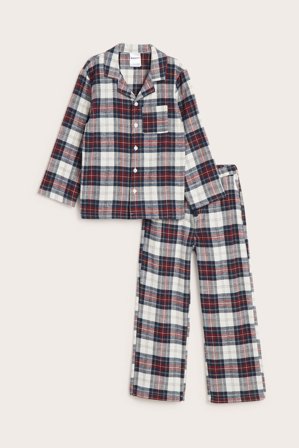 Kappahl | Lasten ruudullinen flanellipyjama | Luonnonvalkoinen