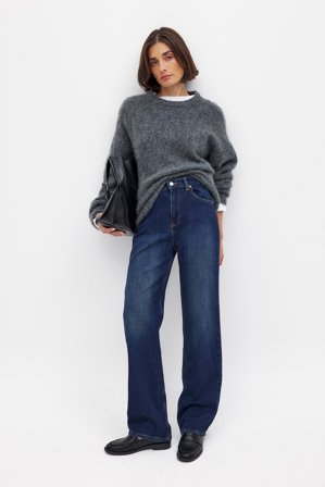 NA-KD Straight High Waist Jeans - Straight jeans - Blå - EU 38