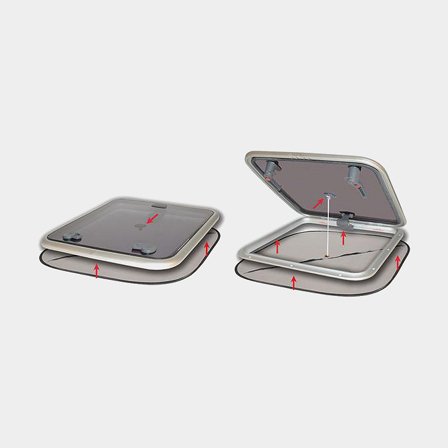 Zaciemniająca siatka przeciw owadom do łodzi (luk pokładowy) Waterline Design, uniwersalna, pasuje do luków do 520 x 520 mm - Jachtowa