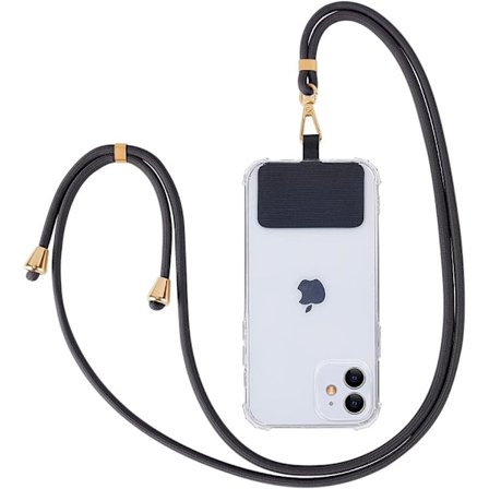 2 stk. Universal Telefon Lanyard Justerbar Halsrem, Telefonledning Lanyard Kompatibel med Alle Smarttelefoner - Svart