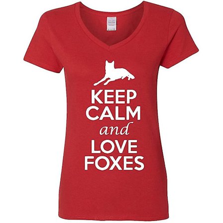 V-ringad dam Håll lugnet och älskar Rävar Räv Djurälskare T-shirt T-shirt