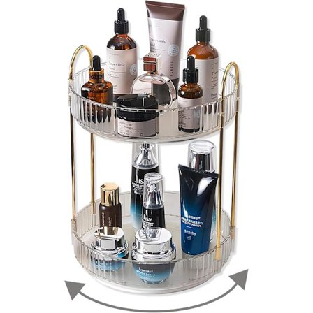 Makeup-stativ - 2 eller 3 skuffer Makeup-opbevaring 360 Roterende Makeup-stativ Organizer Makeup-værktøjer