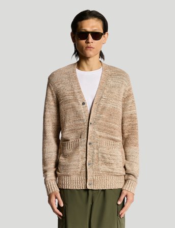 Lyle & Scott Multi Marl V Neck Cardigan - Beige - L