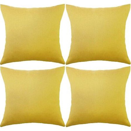 4 Pak Dekorative Pudebetræk Vandafvisende Udendørs, Vandafvisende Pudebetræk Til Have Balkon Terrasse Kvadrat (Guldgul)
