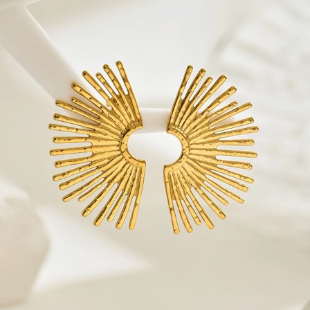 Minimalistiske vifteformede geometriske øreringe til kvinder, irregulære fashionable øreringe i form af halve cirkler.