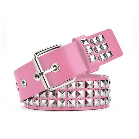 Punk Rock Sølv Svart Metall Nagler Pyramide Studs Svart med Belte Spenne O6W5