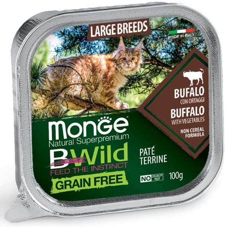 Monge B Wild Grain Free Bufalo Con Ortaggi Cibo Umido Per Gatti