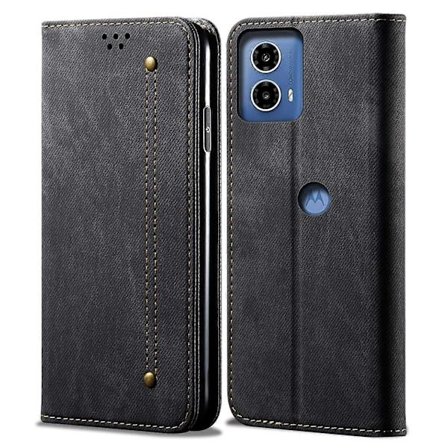 För Motorola Edge 50 Fusion 5G Fodral Jeans Tyg Textur Läder Magnetisk Stängning Telefonskydd (FMY)
