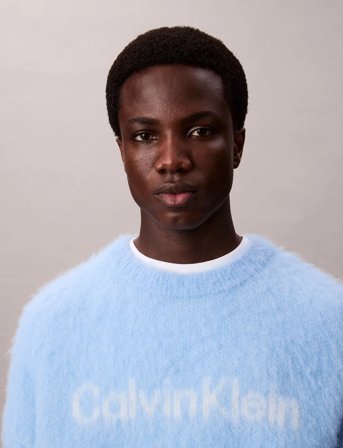 Calvin Klein Jeans Ls Brushed Alpaca Logo Crwnk Swe - Blue - S