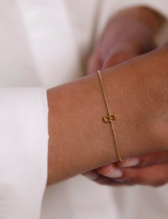 Design Letters Archetype Bracelet - A-Z Gold Plated - Gold - L:21CM