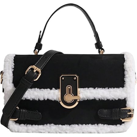 Damer Faux Ull Topphandtag Crossbody Väska Fuzzy Tote Väska Flik Handväska Faux Päls Väska Fuzzy Plånbok