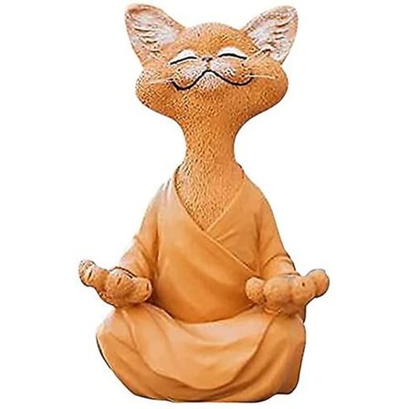 Kattfigur, Happy Meditation Yoga Cat, Zen Cat Avslappet Pose Skulptur