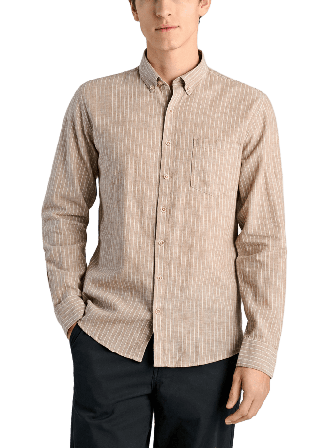 Lindbergh Cotton/linen shirt L/S Skjortor Herr Beige L