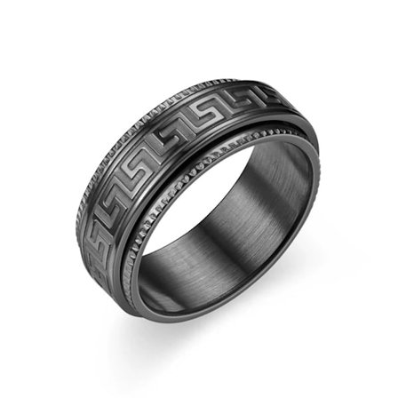 No 9 Svart Spinner Ring för Män Kvinnor Coola Onda Ögat Ringar Rostfritt Stål Fidget Ring Stress Relief Ring