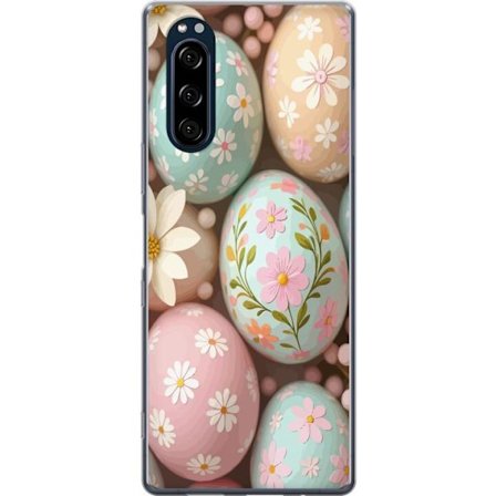 Kompatibel Mobilcover til Sony Xperia 5 Pastelfarvede påskeæg med håndmalede blomster og forårsstemning i en blød dekorativ komposition