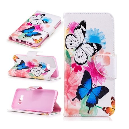 Samsung Galaxy S8 smart og stærkt læder-etui - Sommerfugle og blomster