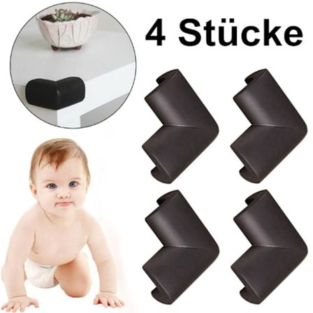 4 st hörn- och kantskydd i gummi för möbler och bord, svart