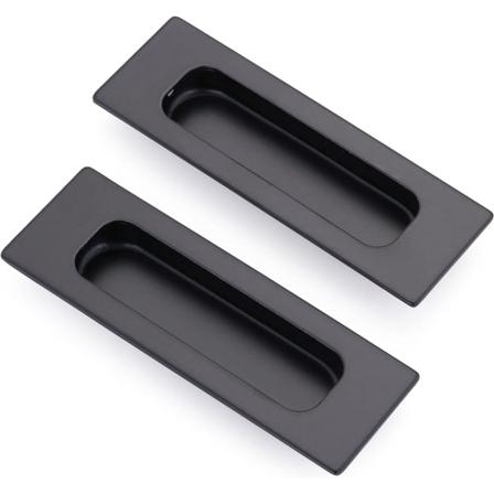 Pakke med 2 rektangulære forsænkede skydedørshåndtag 12 x 4 x 1,2 cm