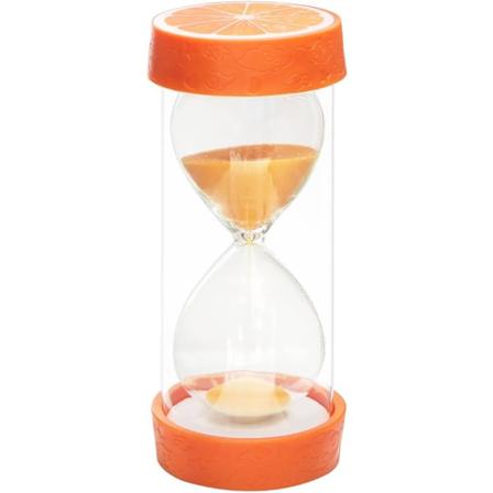 Frukt Timeglass Sandklokke, Sikker Fargerik Klar Måler Sandklokke med Beskyttende Deksel Base for Hjem Desk Dekor Kjøkken Matlaging Nedtelling Orange 