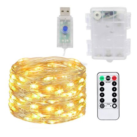 Lysguirlander: Batteridrevne med fleksibel kobbertråd til kreativ dekoration, 5 meter 50 LED-lys varm hvid lysguirlande (altid tændt)