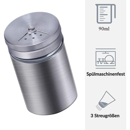 2 kpl 90 ml ruostumattomasta teräksestä valmistettua maustepurkkia, joissa on ikkuna