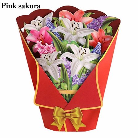 3D Pop-up bukett Papper Blommor ROSA SAKURA ROSA SAKURA