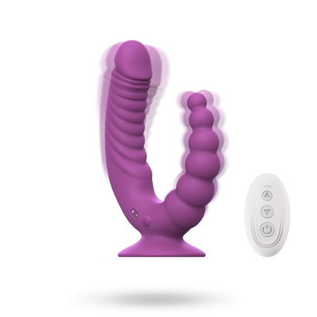 Double Vibrator With Suction Cup & Remote - Vuxen.dk: For hende