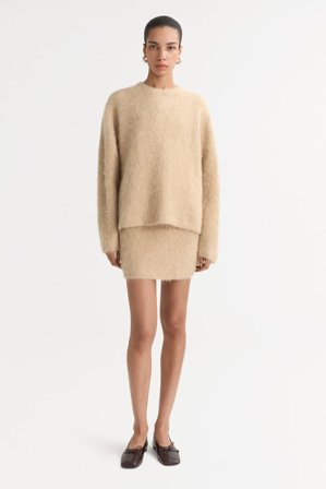 Soft Goat - Alpaca mini skirt - S - Light Camel